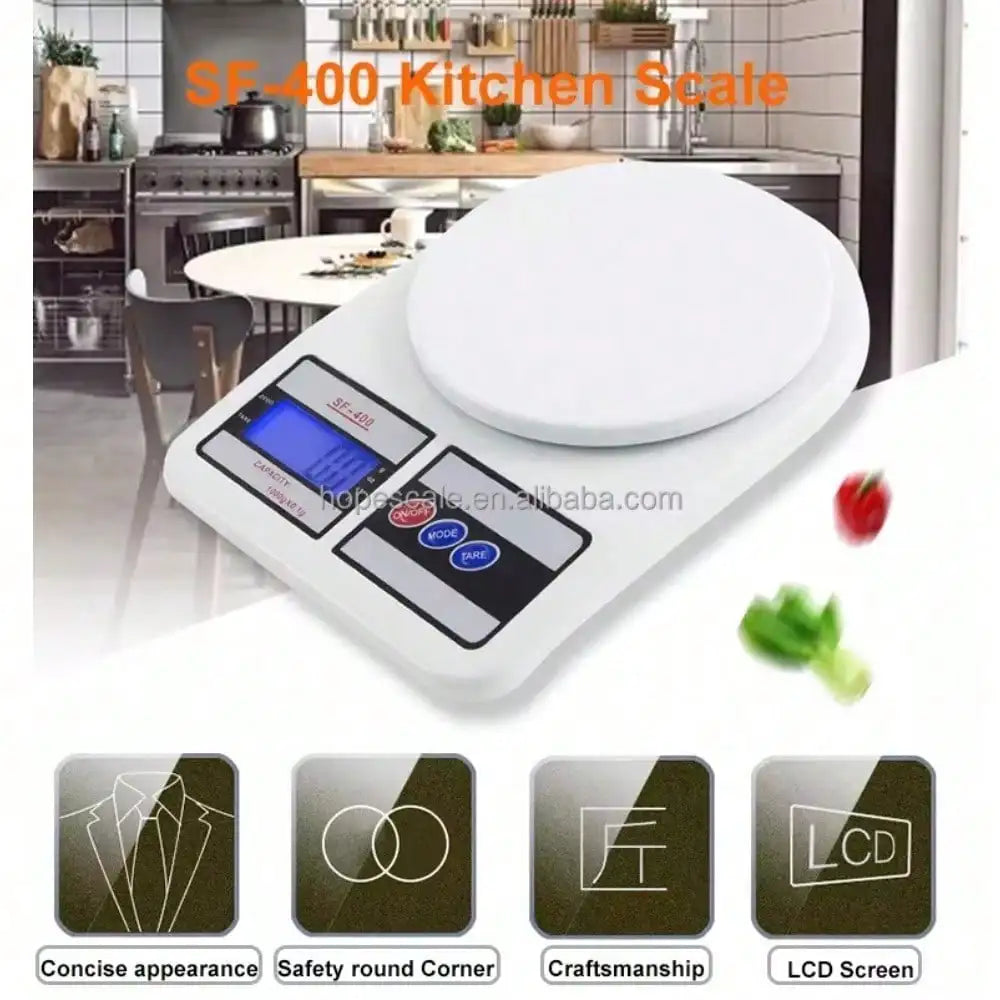 Báscula de Cocina Digital 10kg - Balanza Electrónica de Precisión Portátil con Batería, Pesa de Alimentos Inteligente para el Hogar