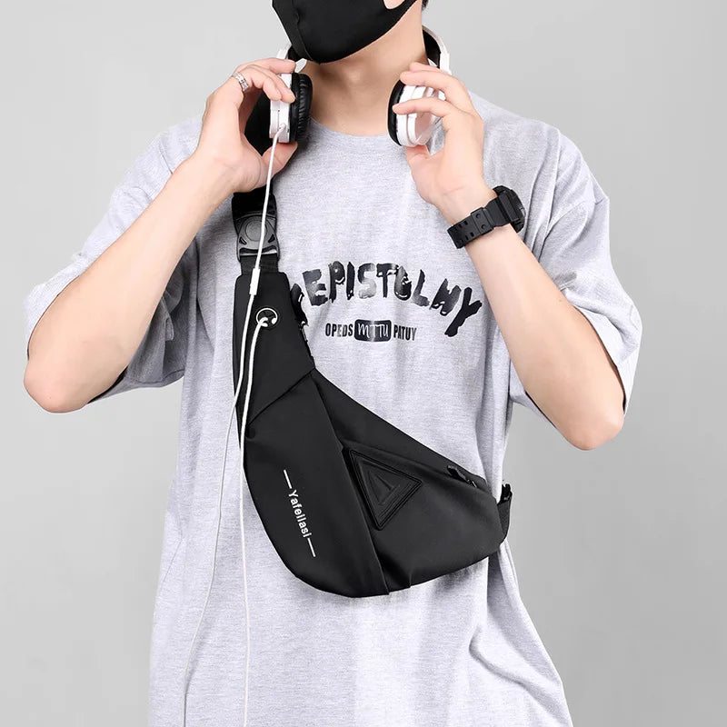 Bolso de Pecho Impermeable para Hombre, Bandolera, Mochila para Viajes Diarios, Membrana de Cuero Resistente a Salpicaduras, Ideal para Viajes Casuales
