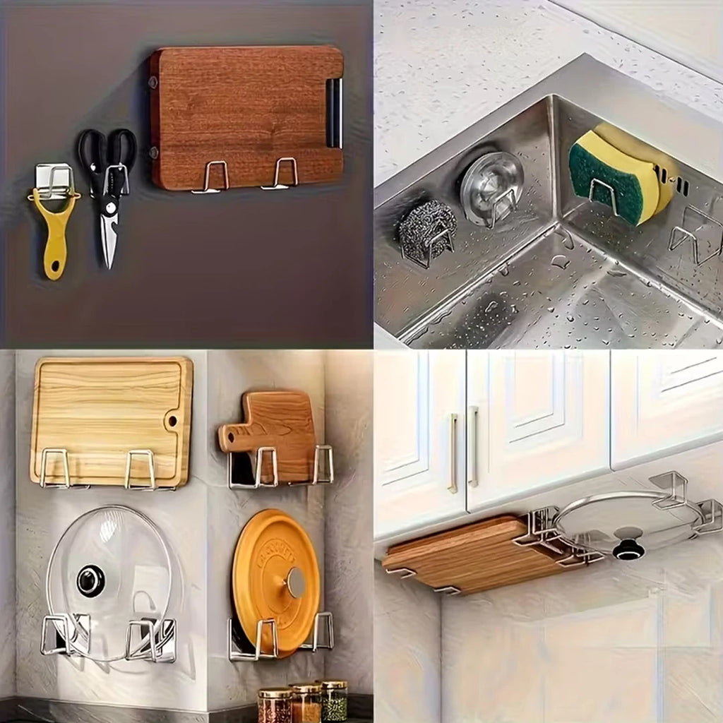 Soporte de Esponja para Montar en la Pared, de Acero Inoxidable, Organizador de Fregadero Autoadhesivo que Ahorra Espacio, para Fregadero de Cocina