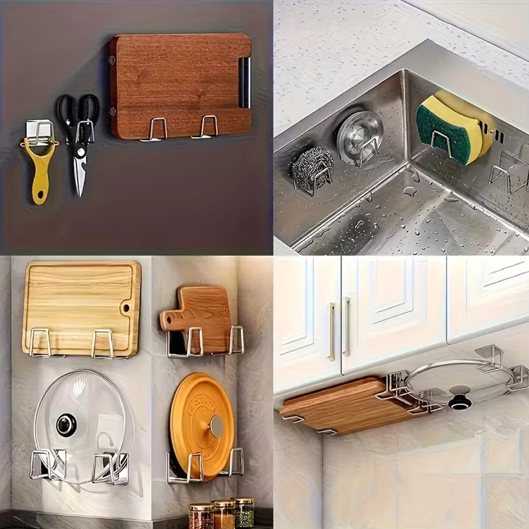 Soporte de Esponja para Montar en la Pared, de Acero Inoxidable, Organizador de Fregadero Autoadhesivo que Ahorra Espacio, para Fregadero de Cocina