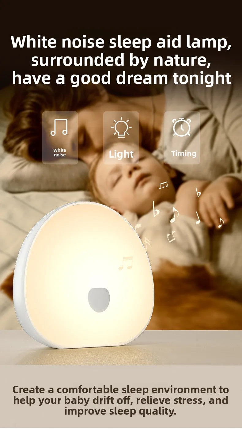 Máquina de Ruido Blanco LED para Dormir con Sonidos Relajantes, Lámpara Nocturna RGB Recargable Táctil, Audio Relajante y Lámpara para Dormir para Bebés