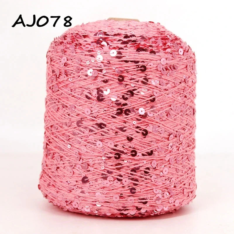 Cooamuu-Hilo de lentejuelas de algodón de lujo, hilo para tejer a mano, 500G/bobina, 3MM + 6MM, accesorios de lentejuelas