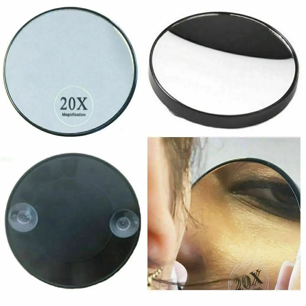 Espejo redondo para maquillaje, herramienta portátil de aumento HD de 10/20/30x, con dos ventosas de plástico, amplifica los poros y elimina el acné