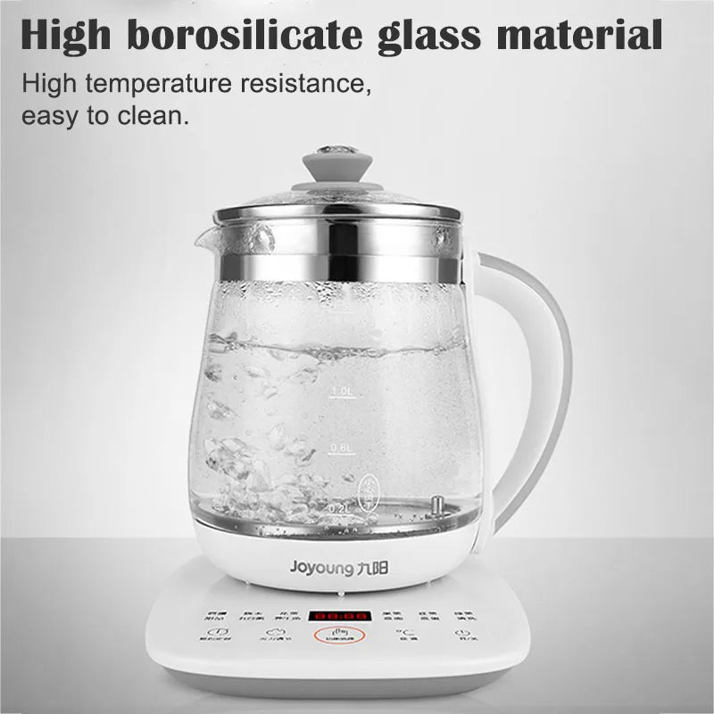 Olla saludable Jiuyang de 220V, tetera de flores multifuncional, tetera de vidrio para estofado, Mini cocina portátil de 1,5 l, cocina para postre y té