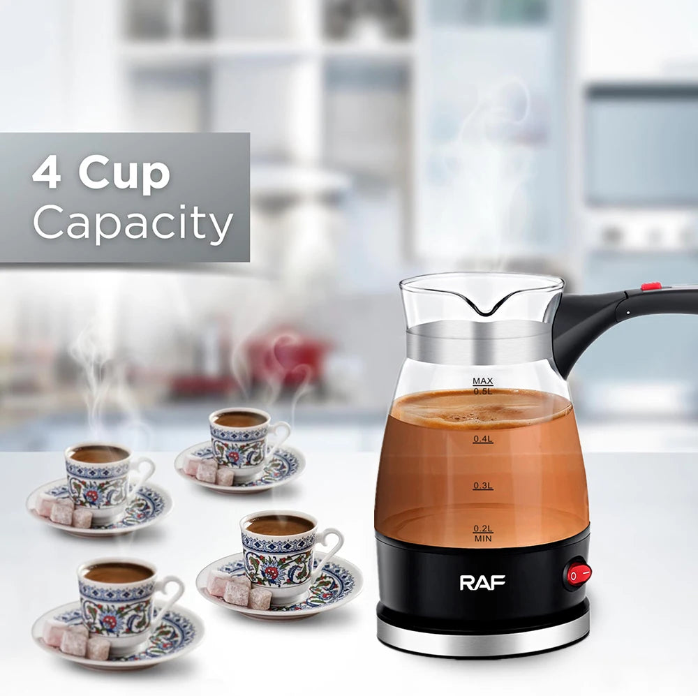 Cafetera turca de 600W, cafetera portátil italiana, árabe, griega, Moka, mango plegable, fácil para viajes en casa