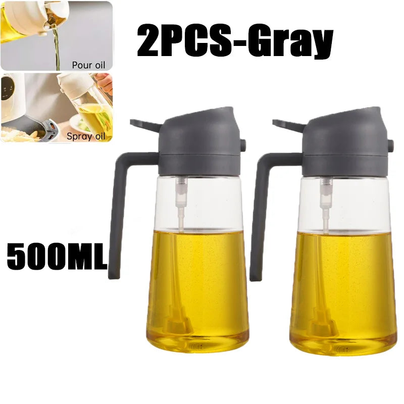 Botella pulverizadora de aceite en aerosol de plástico 2 en 1, 500ml, dispensador de aceite en aerosol, tarro de aceite, vinagrera, barbacoa, cocina, hornear, asar, Picnic, herramienta de cocina