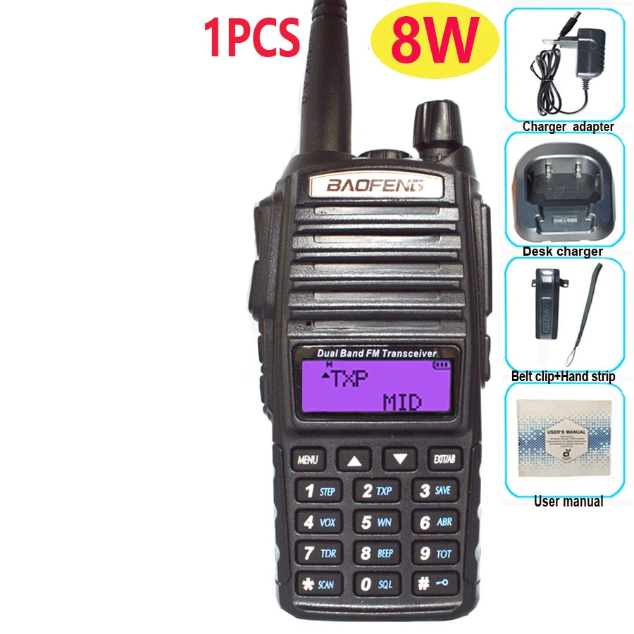 Walkie Talkie profesional UV82 FM Baofeng UV 82 8W estación de Radioaficionado VHF UHF transceptor Radios de caza Amateur Comunicador