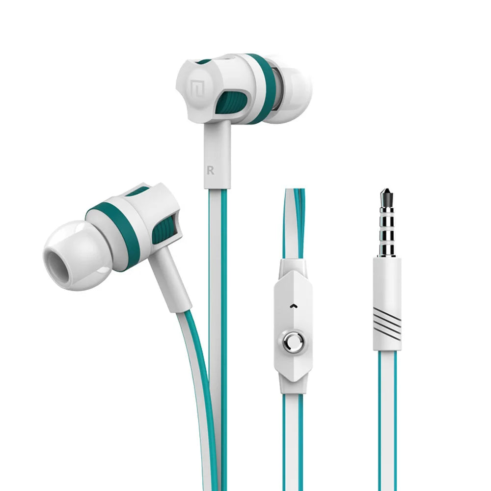 Auriculares Extra Bass con cable, auriculares de 3,5mm con micrófono, estilo fideos, auriculares deportivosки para Samsung