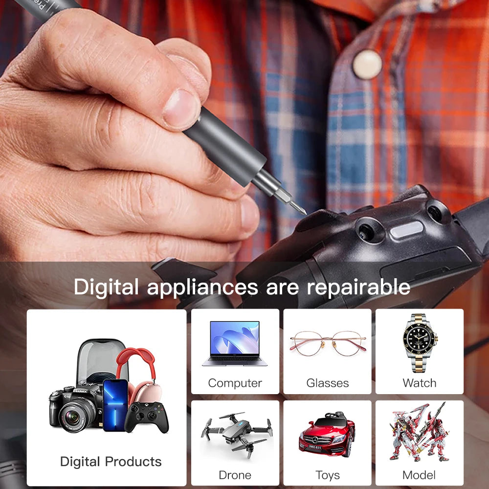 Juego de destornilladores eléctricos de precisión 120 en 1, kit de herramientas de reparación magnéticas inalámbricas mini con 100 puntas CRV, luz LED, recargable tipo C para iPhone, PC, portátil, cámara, reloj, PS5, X