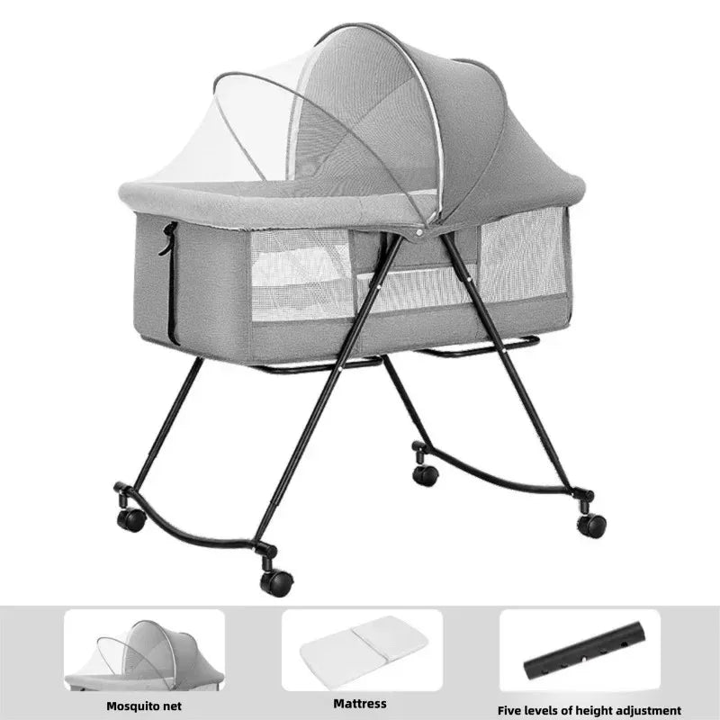 Cuna Multifuncional Segura para Bebés, Plegable, con Función de Balanceo, para Colocar Junto a la Cama, Portátil, para Recién Nacidos, para una Vida Familiar Más Sencilla