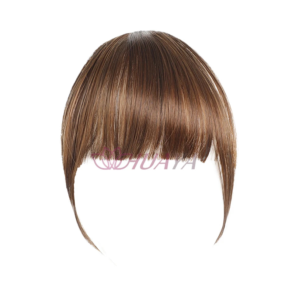 HUAYA-flequillo de aire sintético para mujer, pelo falso corto Natural, Invisible, sin costuras, extensiones de cabello frontal