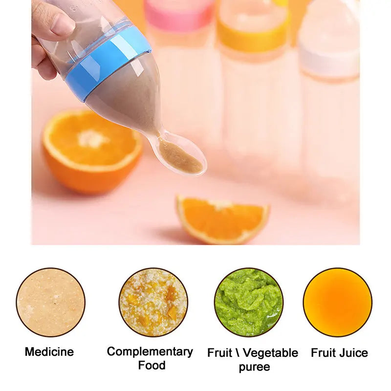 Biberón exprimidor de silicona para bebé, cuchara de entrenamiento para recién nacido, alimentador de suplemento alimenticio de cereales infantil, vajilla segura Bbay