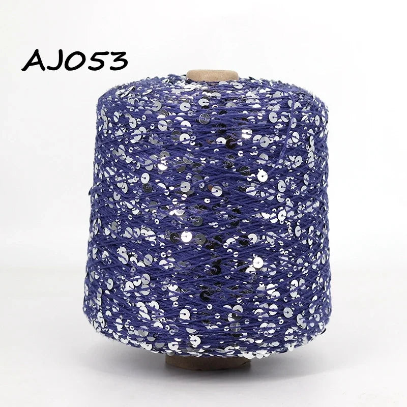 Cooamuu-Hilo de lentejuelas de algodón de lujo, hilo para tejer a mano, 500G/bobina, 3MM + 6MM, accesorios de lentejuelas