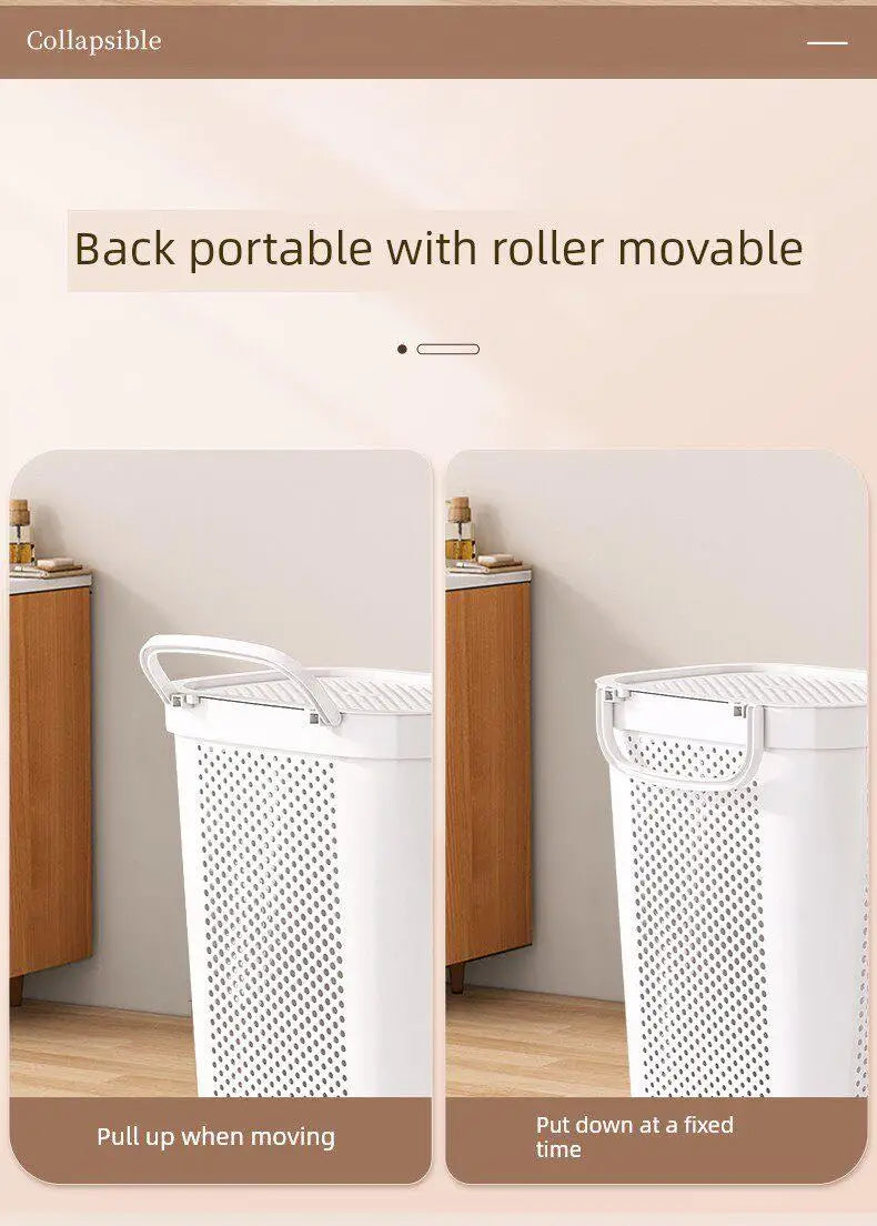 Cesto para Ropa Sucia de Gran Capacidad con Ruedas y Tapa para Baño, Uso Doméstico, Organizador de Almacenamiento para Dormit...