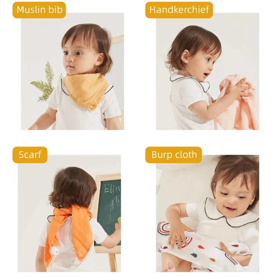 Elinfant - Juego de 5 mantas de muselina de 60x60 cm, baberos suaves para bebé, bufanda cómoda para bebé, paño para eructar 100% algodón/bambú