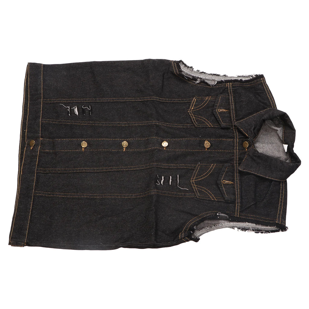 Chaleco Vaquero para Hombre, Cuello Vuelto, Sin Mangas, de Moda, con Botones, Estilo Casual