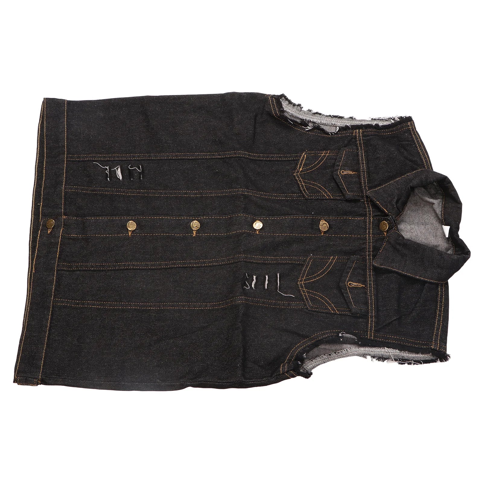 Chaleco Vaquero para Hombre, Cuello Vuelto, Sin Mangas, de Moda, con Botones, Estilo Casual