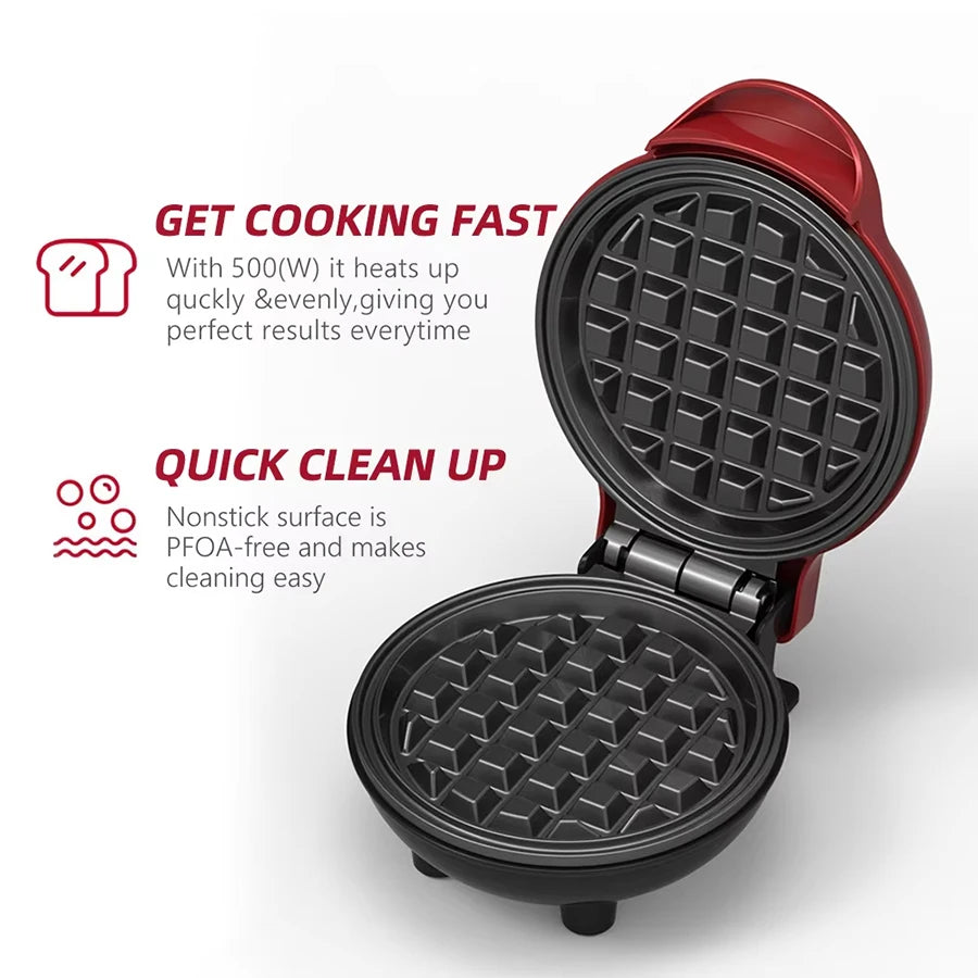Mini Wafleras Maker, Antiadherente de Doble Cara, Forma de corazón para Hacer panini, Hash Browns y Otros almuerzos