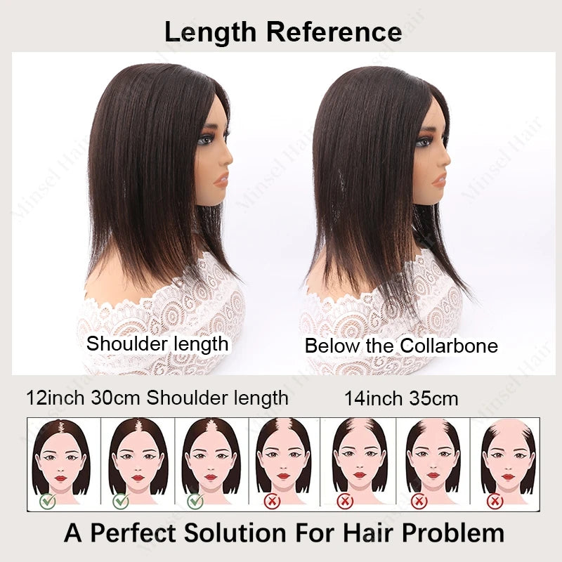 Extensiones de Cabello Humano Negro Jet con Base de PU Inyectado Tipo Piel de 7x11cm, Extensiones con Clip de Cabello Real, Se Pueden Calentar # 1 # 2 # 2C 14 pulgadas 35 cm