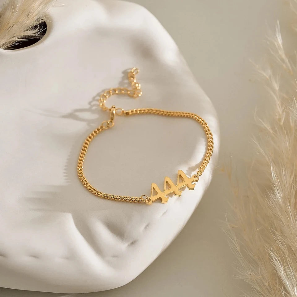 EManco-pulsera personalizada con número de Ángel 333 222 para mujer, pulseras de diablo de acero inoxidable, brazalete, joyería estética, pareja y amiga