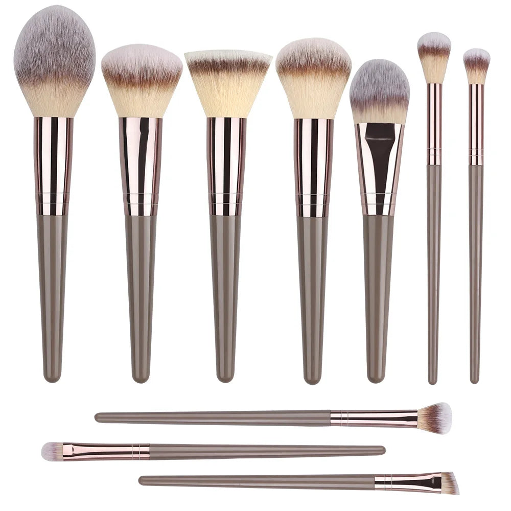 Juego de brochas de maquillaje marrones, herramienta de maquillaje suave portátil, base sintética Premium, correctores, sombras de ojos, maquillaje diario, 1-32 Uds.