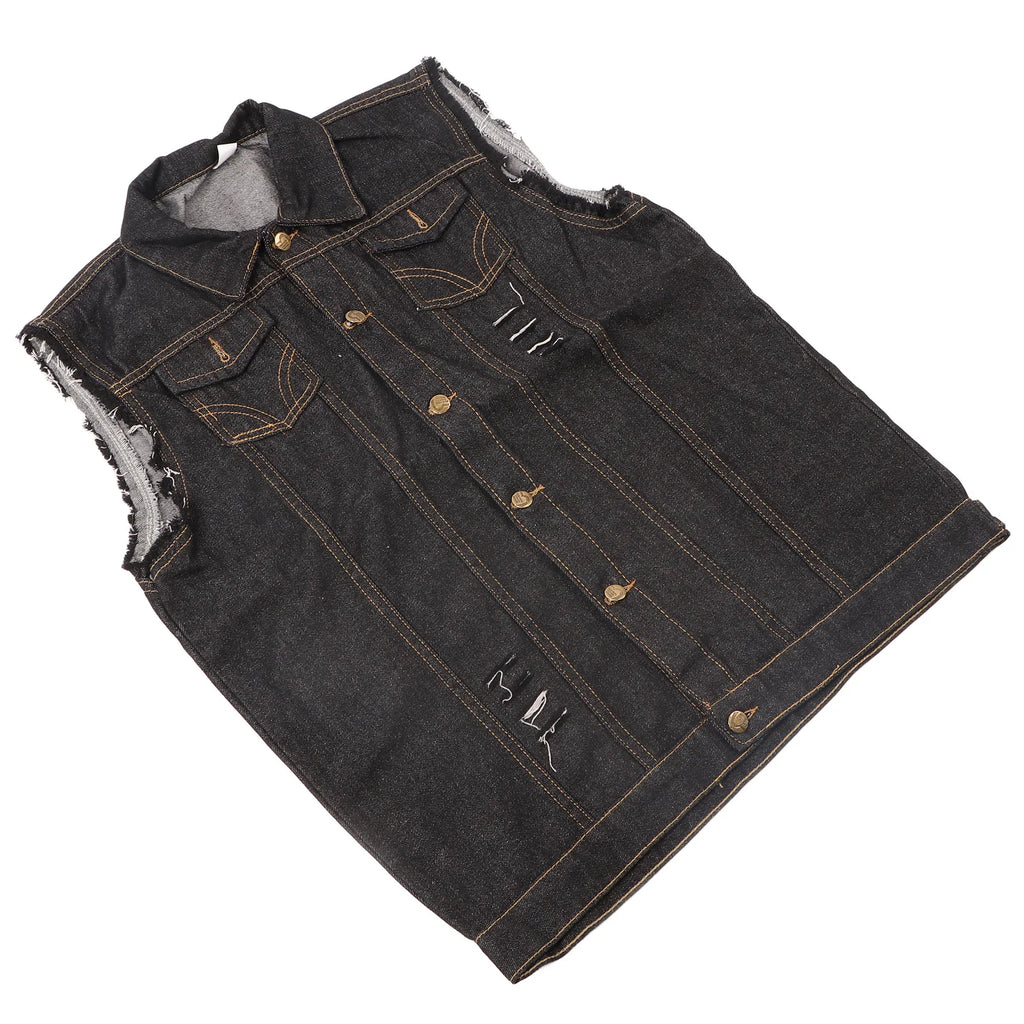 Chaleco Vaquero para Hombre, Cuello Vuelto, Sin Mangas, de Moda, con Botones, Estilo Casual