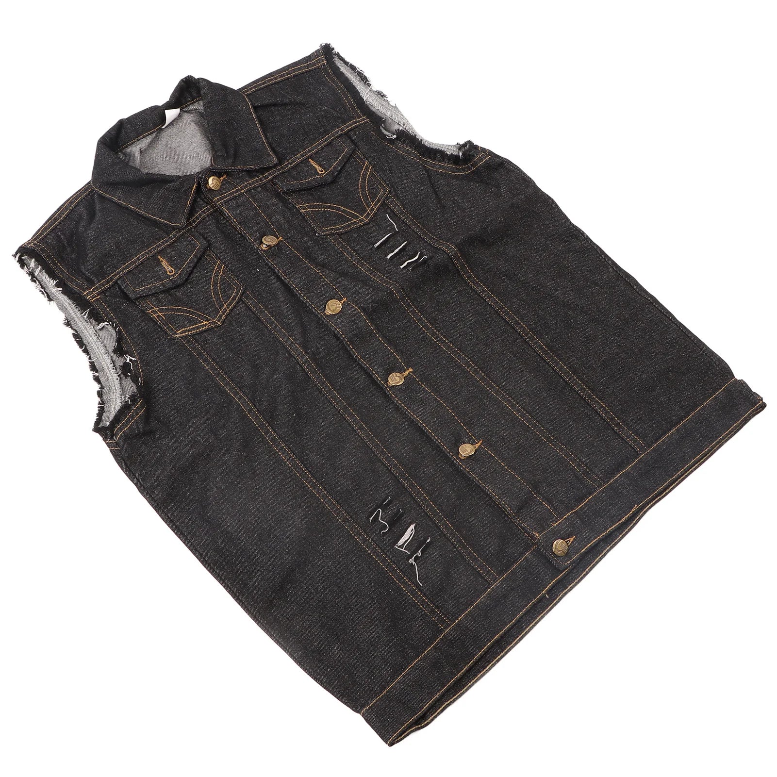 Chaleco Vaquero para Hombre, Cuello Vuelto, Sin Mangas, de Moda, con Botones, Estilo Casual