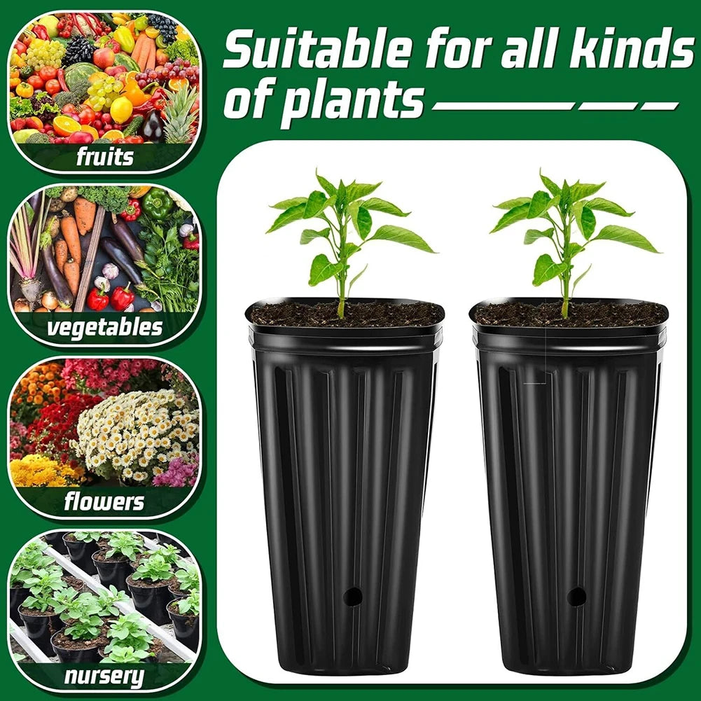 Semilla de plantas cuadrada alta, taza para plantar, maceta de plástico para vivero profundo, contenedor para plantas y flores, bolsas para cultivo de trasplante de jardín