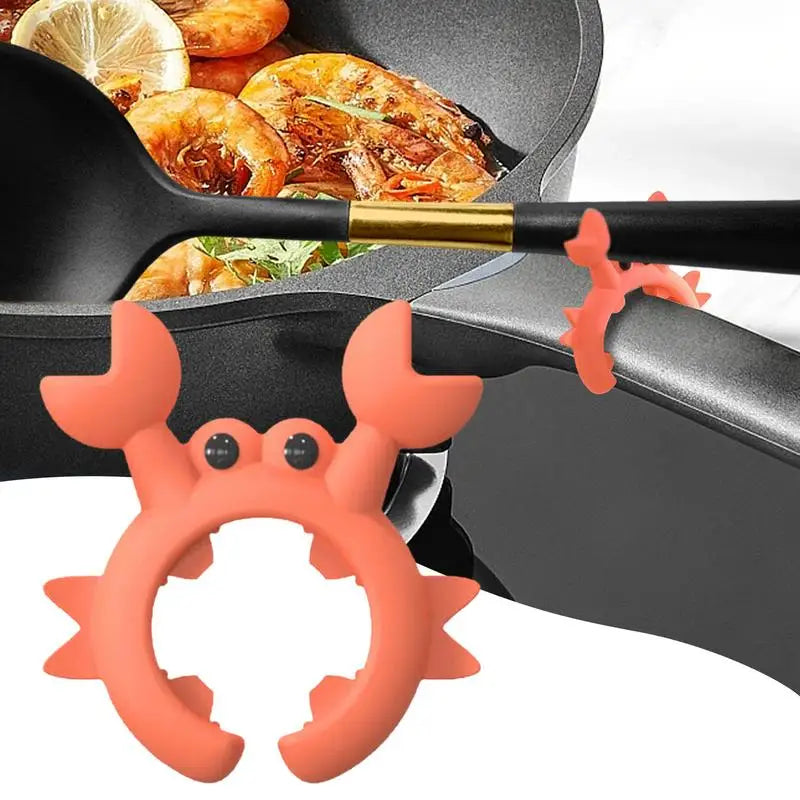 Soporte de utensilio de silicona en forma de cangrejo, soporte de cucharón para encimera, soporte de espátula superior para estufa antidesbordamiento, utensilio de cocina