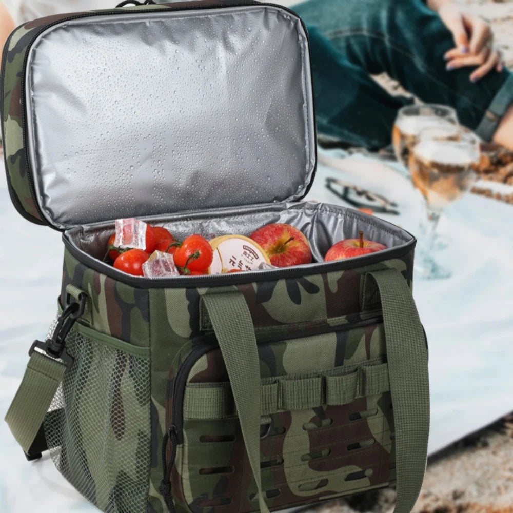 Bolsa de almuerzo térmica táctica de gran capacidad de camuflaje, bolsa de hielo portátil duradera con aislamiento a prueba de fugas para exteriores