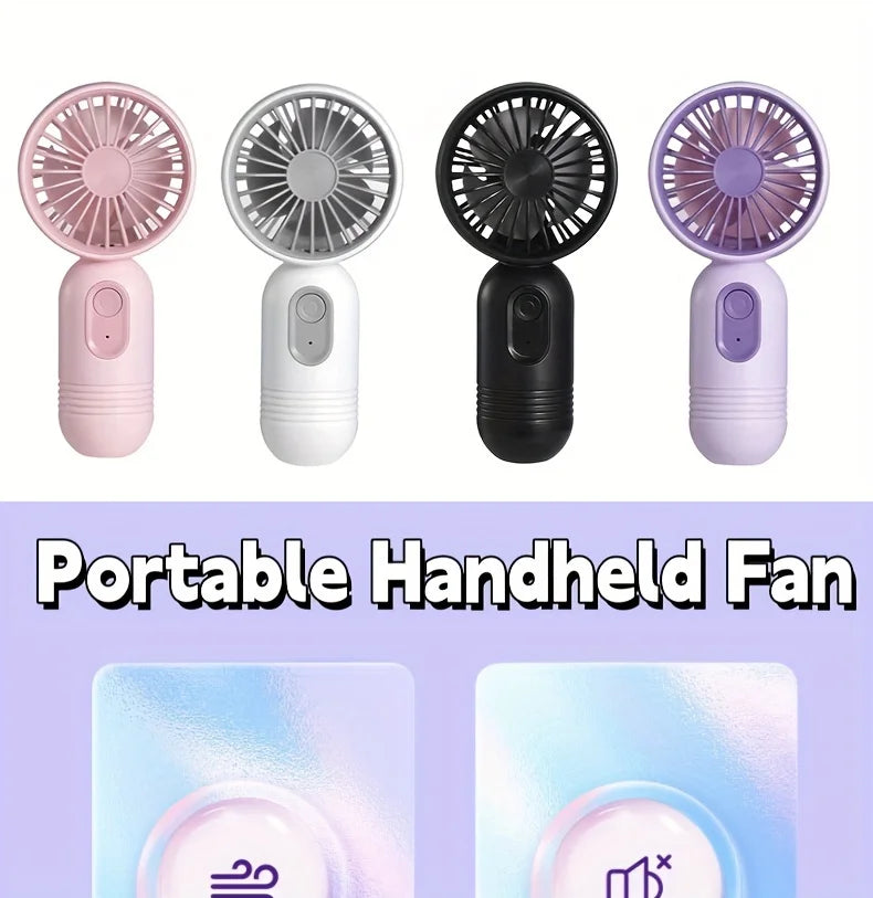 Mini ventilador portátil, pequeño ventilador de mano, carga USB, ventilador de mano de 3 velocidades adecuado para oficina, viajes al aire libre y camping