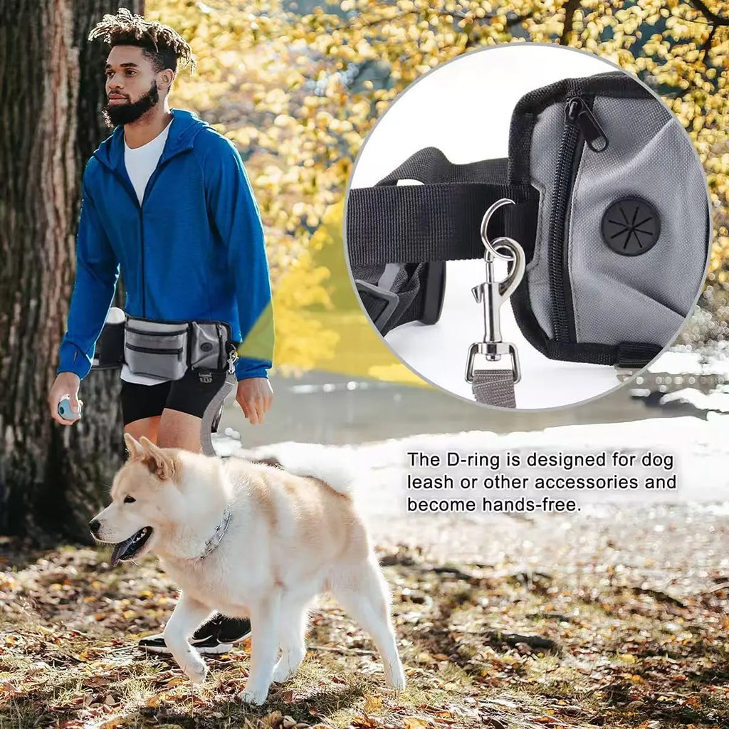 Riñonera de adiestramiento al aire libre con bolsa de golosinas de entrenamiento para perros desmontable, riñonera reflectante para caminar con mascotas, almacenamiento de correa para correr