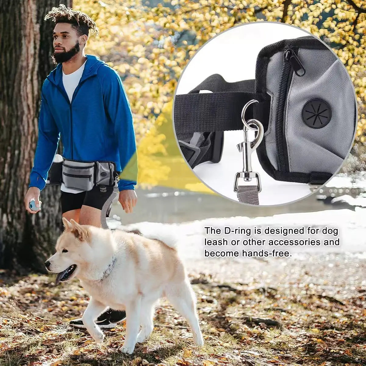 Riñonera de adiestramiento al aire libre con bolsa de golosinas de entrenamiento para perros desmontable, riñonera reflectante para caminar con mascotas, almacenamiento de correa para correr