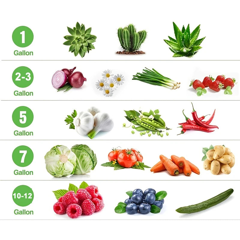 Bolsas de cultivo de verduras/Flores/plantas, 1/2/3/5/7/10/12 galones, bolsas de cultivo gruesas no tejidas, macetas de tela de aireación con asas, 1-5 piezas