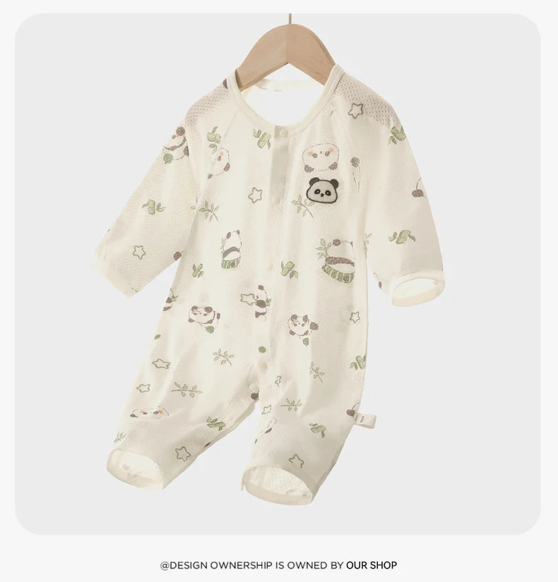 Traje de Verano para Bebés, de Algodón Puro, Manga Larga, Transpirable, Suave y Cómodo, con Aire Acondicionado
