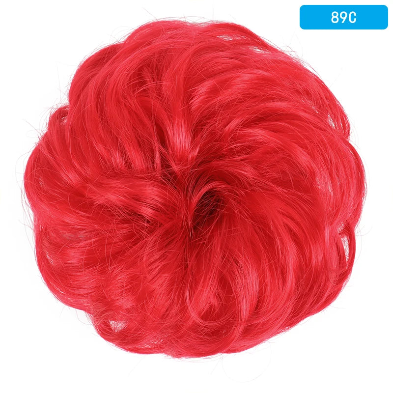 AZQUEEN-extensión de cabello de moño desordenado, banda elástica sintética, moño ondulado rizado, Scrunchies Donut Updo, postizo para mujer