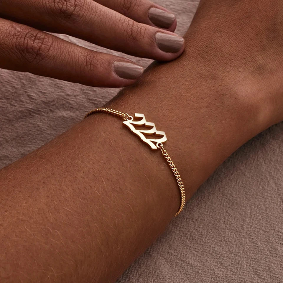 EManco-pulsera personalizada con número de Ángel 333 222 para mujer, pulseras de diablo de acero inoxidable, brazalete, joyería estética, pareja y amiga