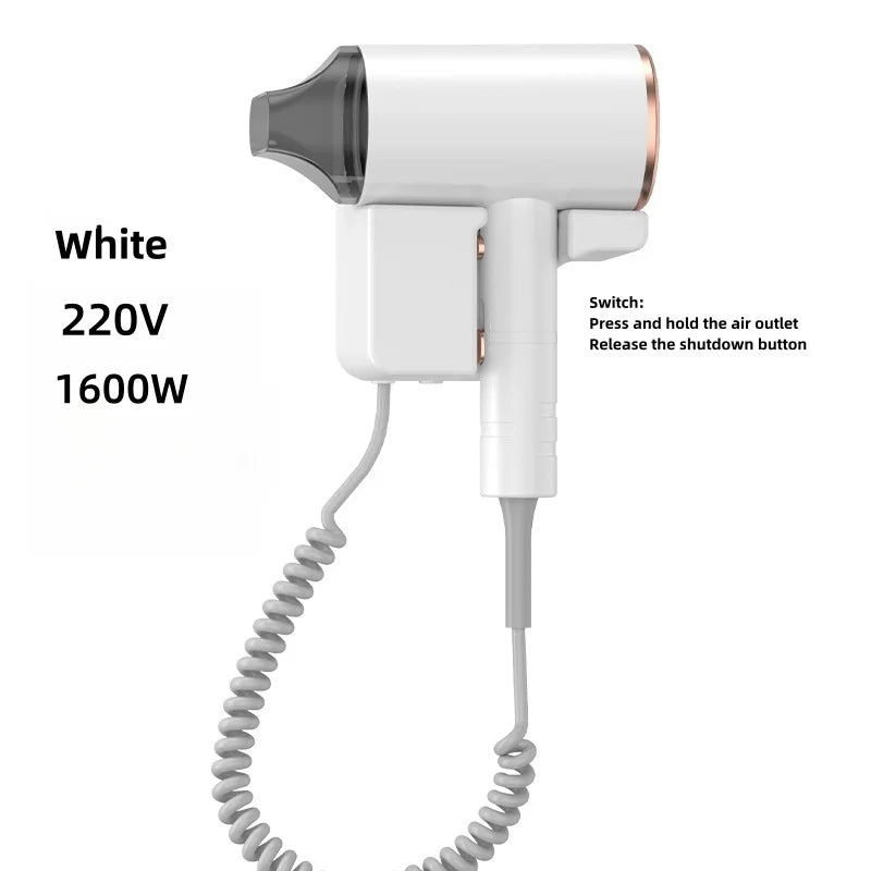 Nuevo Secador de Pelo Específico para Hoteles y Pensiones, 1600W de Alta Potencia, Secado Rápido, Montaje en Pared sin Perforaciones, Secador de Pelo Doméstico Tipo Cilindro