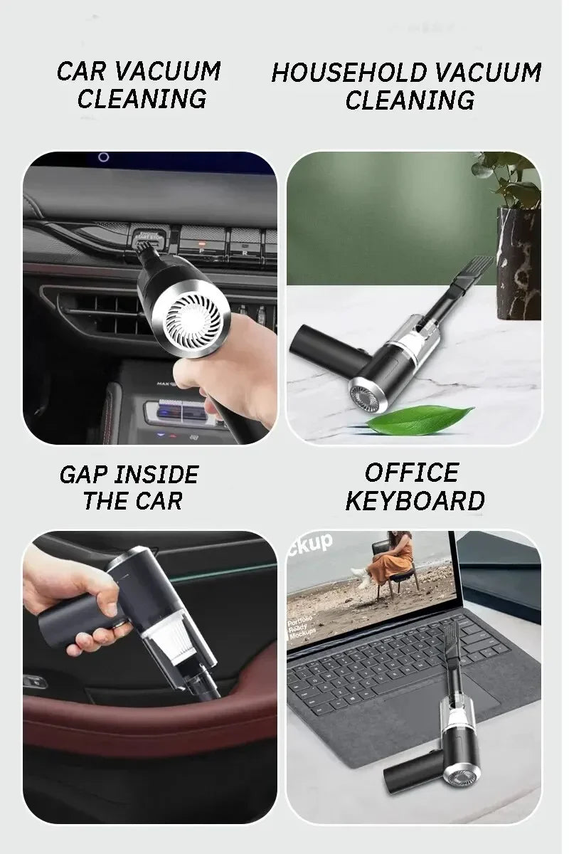 Aspirador de coche inalámbrico portátil, aspirador inalámbrico de doble uso para el hogar y el coche, potente aspirador de alta potencia de 120W