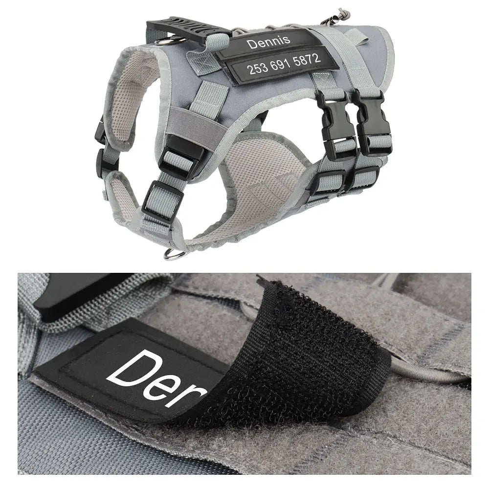 Arnés para perro con nombre personalizado, teléfono personalizado, arnés ajustable transpirable para mascotas, chaleco con correa para el pecho para perros medianos y grandes