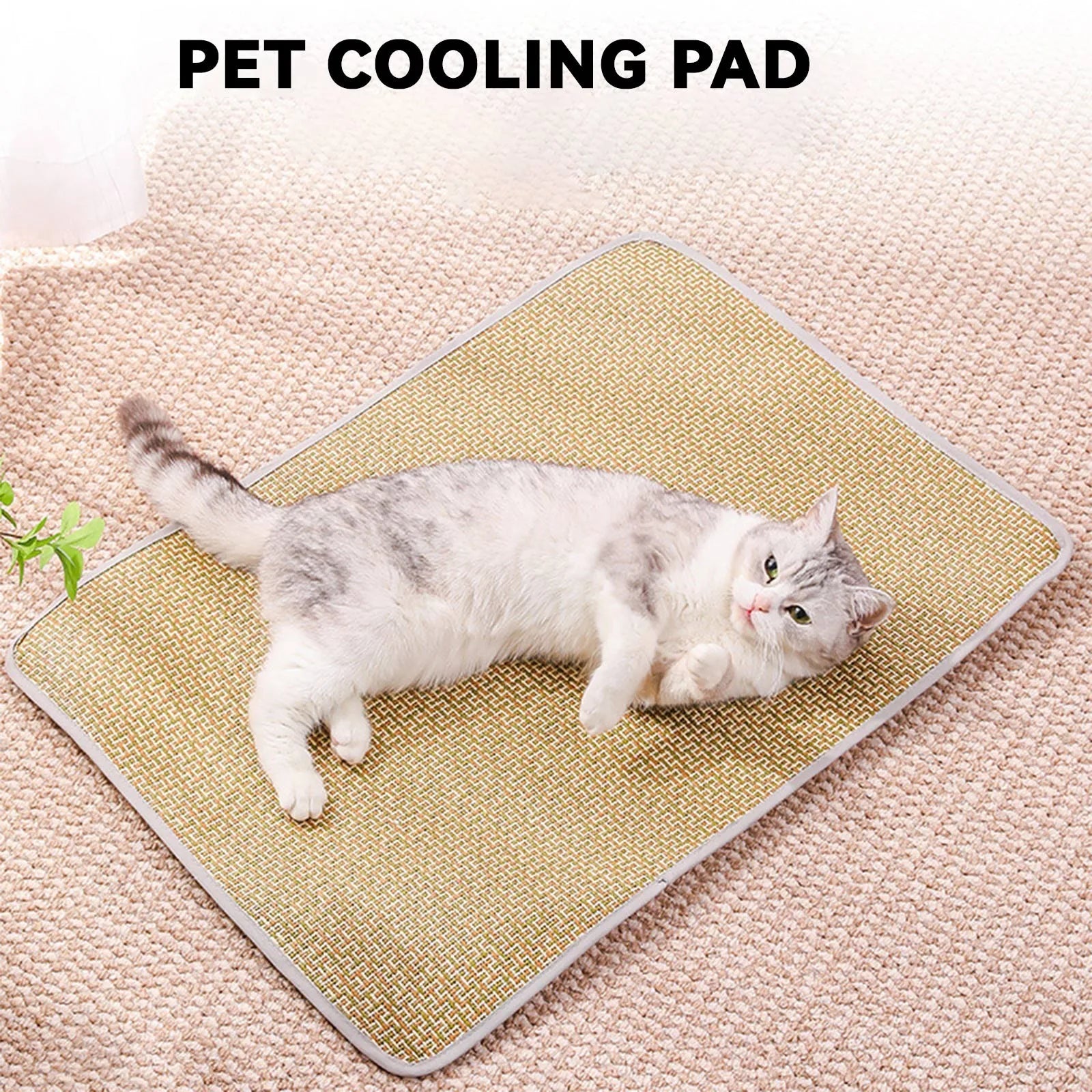 Almohadilla de Gel refrescante de verano para perros y gatos, estera antideslizante para mascotas, ropa de cama de bambú lavable con alivio del calor, uso interior y exterior