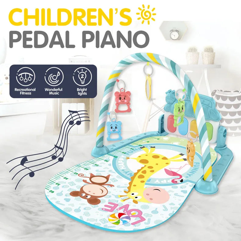 Alfombra de gimnasio para actividades musicales para bebé, alfombra para recién nacido, Pedal, teclado de Piano, estante de Fitness infantil, tapete para gatear, juguetes de regalo