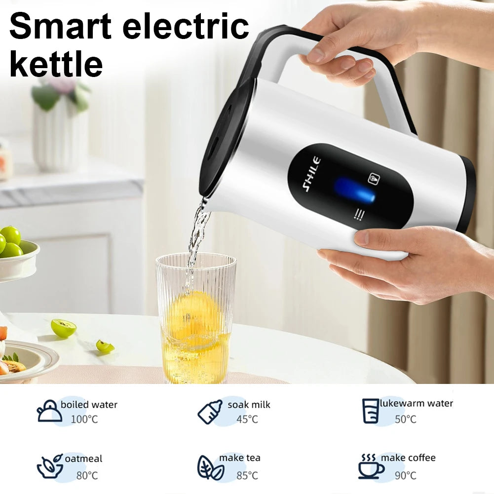 Caldera de agua caliente con pantalla Digital eléctrica de acero inoxidable de 3L, tetera multifuncional con apagado automático, tetera de agua de ebullición rápida de 1500W