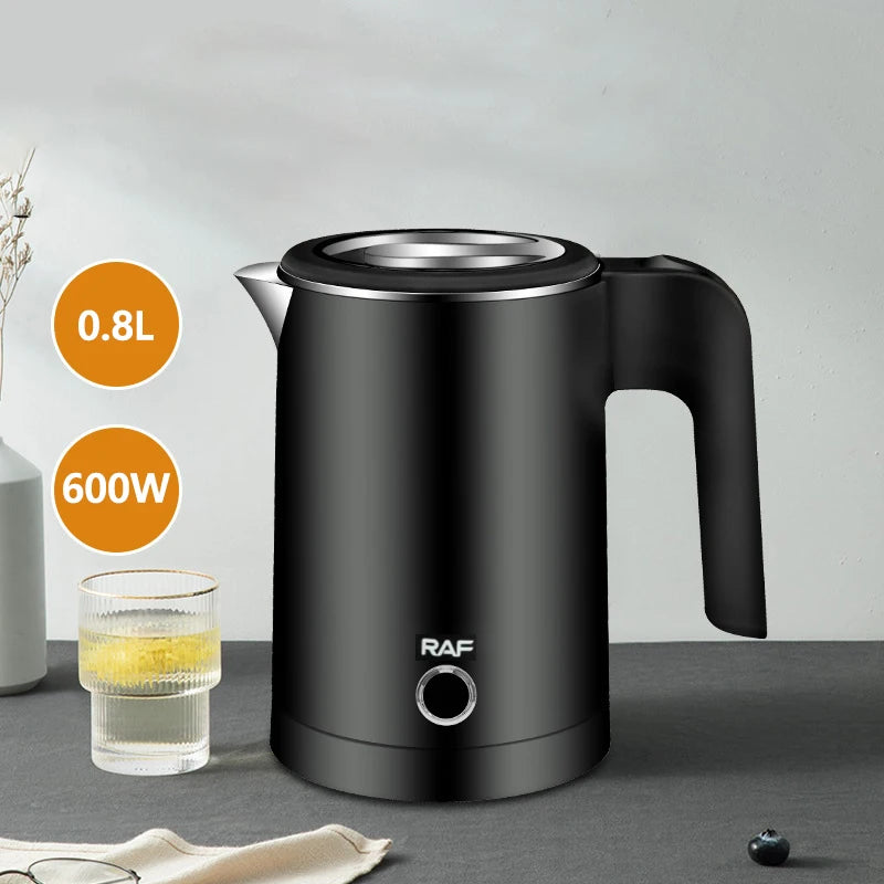 Hervidor eléctrico de viaje para té y café, caldera de agua portátil de acero inoxidable de 0,8l para Hotel, viaje familiar, cocina, tetera inteligente