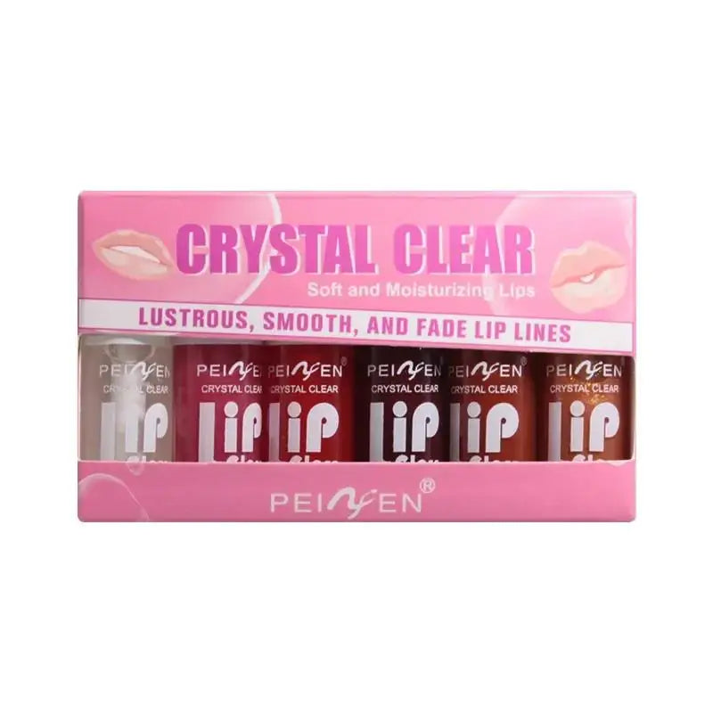 Juego de 6 piezas de brillo de labios con espejo de cristal, bálsamo labial ligero hidratante, brillo brillante, tinte transparente, melocotón, cereza, rosa