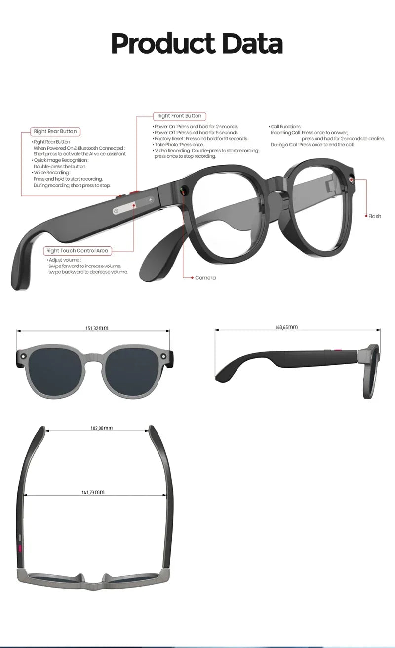 Gafas Inteligentes Lenovo con IA, Traducción por IA, Cámara HD de 8MP, Grabación de Imágenes 4K, Llamadas Bluetooth, Grabación de Música, Gafas de Sol Inteligentes, Novedad 2026