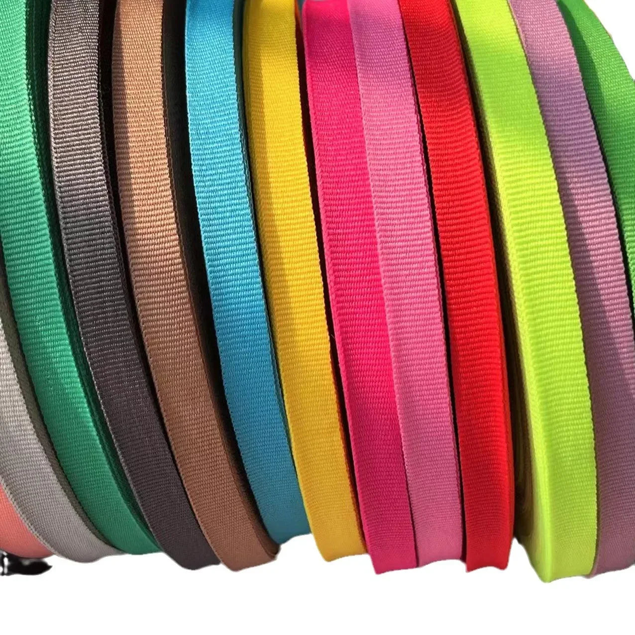 Cinta de encuadernación de borde de tejido liso de poliéster colorido, cinturón de tela de nailon, cinturón de lona con borde en rollo, corbatas para artículos para el hogar