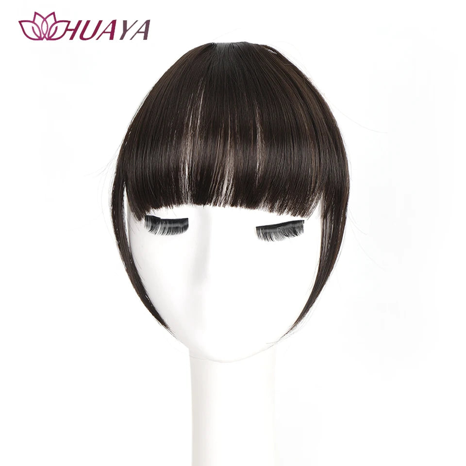 HUAYA-flequillo de aire sintético para mujer, pelo falso corto Natural, Invisible, sin costuras, extensiones de cabello frontal