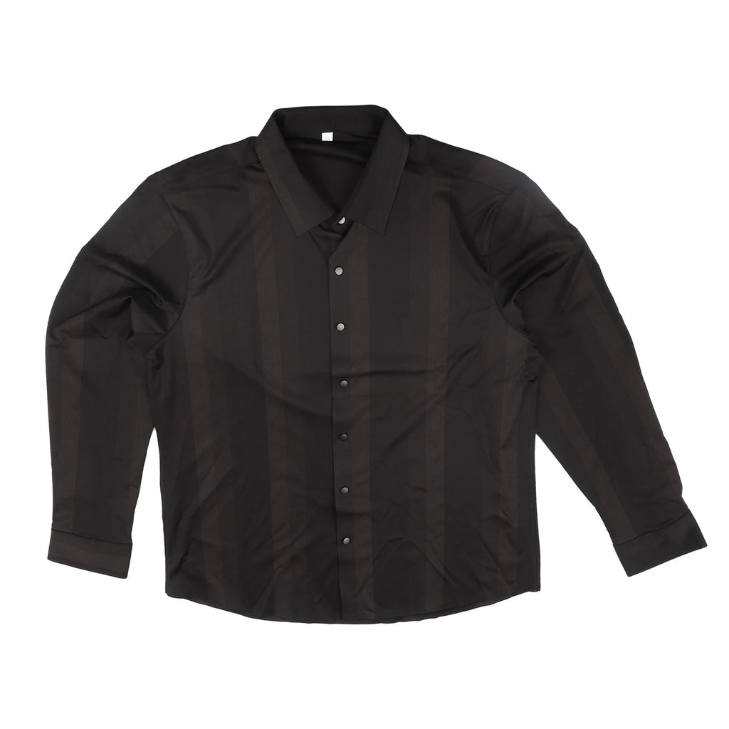 Camisa de manga larga de seda de hielo para hombre, camisa de manga larga para hombre, camisa de planchado sin rieles de alta flexibilidad, camisa de seda de hielo a rayas