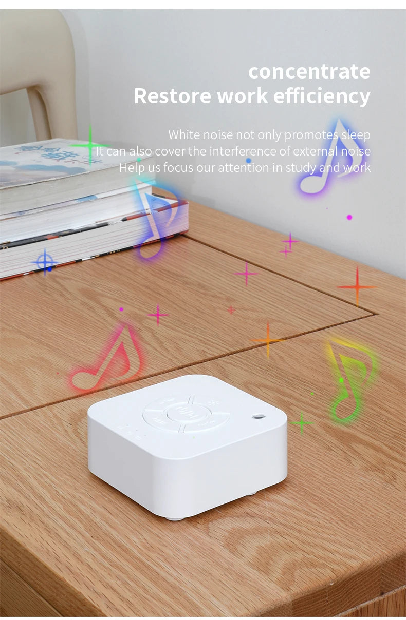 Máquina de ruido blanco para bebé para dormir, chupete de sonido portátil con 10 sonidos relajantes, recargable por USB, temporizador de apagado automático